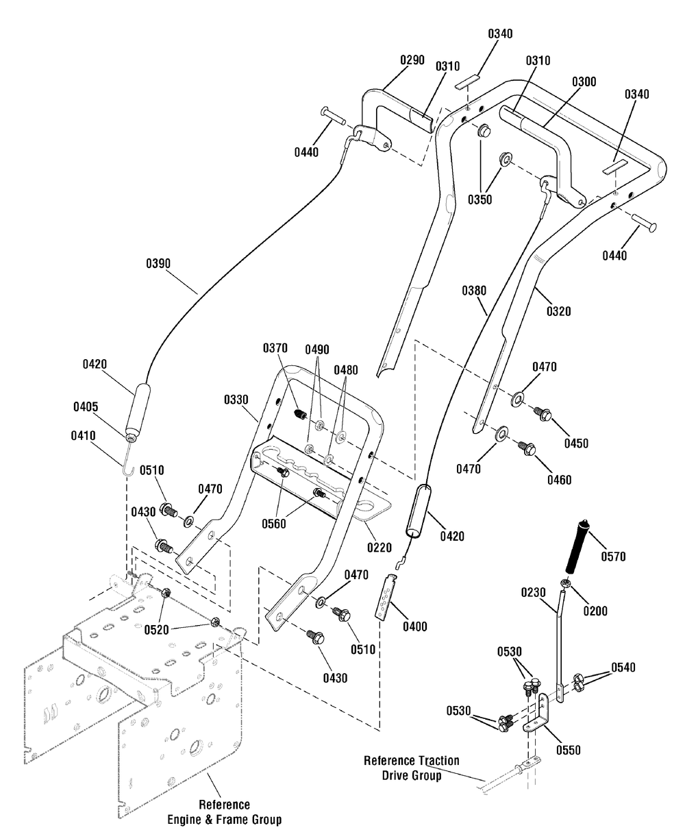 Handles And Controls Group Diagram and Parts List for 1695695-CC61800 2009 Briggs and Stratton Snow Blower